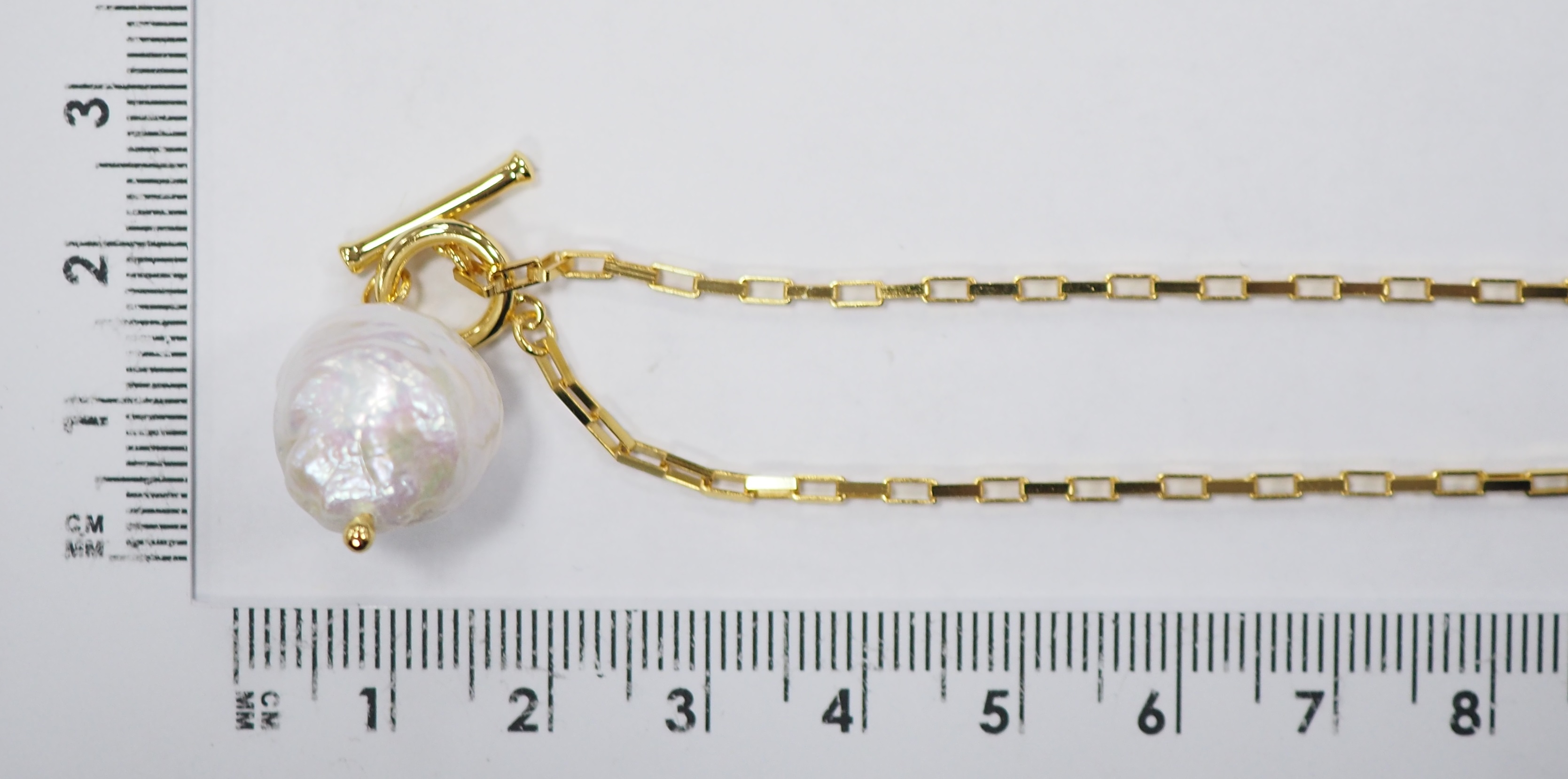 Серебряное колье 925 пробы; плетение Якорное; вставки 1 Жемчуг Барочный культ. белый;